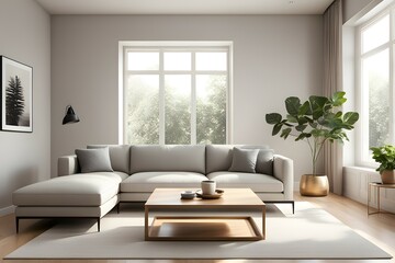 Minimalist living room. furniture has a modern and minimalist design, with a sofa