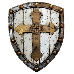  Medieval-style Protective Shield with a Cross.
