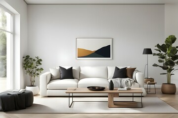 Minimalist living room. furniture has a modern and minimalist design, with a sofa