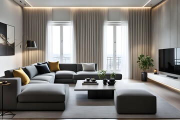 Minimalist living room. furniture has a modern and minimalist design, with a sofa