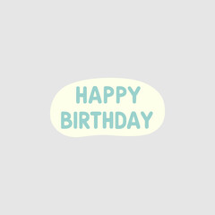 simple happy birthday text sticker tshirt label vector illustration template design