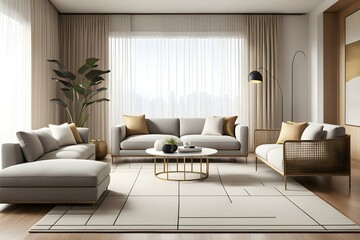 Minimalist living room. furniture has a modern and minimalist design, with a sofa