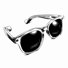 Fashionable Black Sunglasses Isolated on White Background.