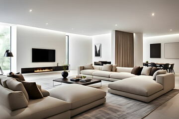 Minimalist living room. furniture has a modern and minimalist design, with a sofa