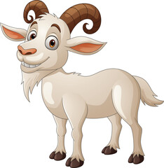 Cartoon happy goat cartoon on white background