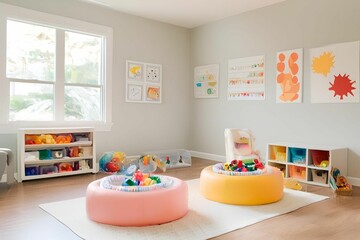 room with colorful furniture