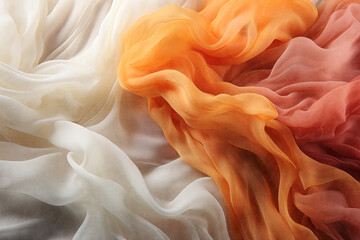 Fondo abstracto de tela ligera y translucida de gasa o algodón.Colores pastel y degradados de colores.