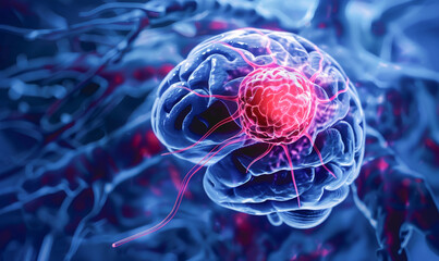 A brain tumor with a red blob on it