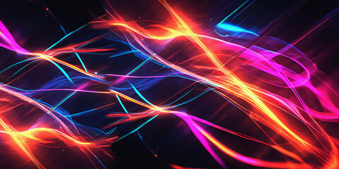 Obraz premium Abstract waves neon lights technology background design illustration. 