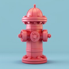 Illustrate a 3D fire hydrant in pastel red, AI Generative