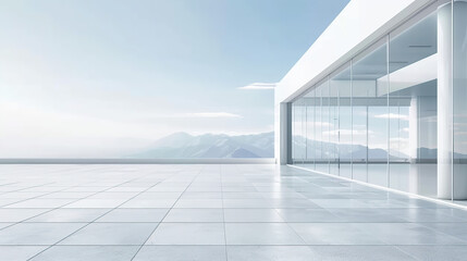 Obraz premium White minimal architecture building background empty wide space for mock up, concrete floor car park, cement garage design scene with copy space, with Generative Ai