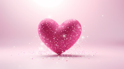 3d pink heart shape, Valentine's Day concept