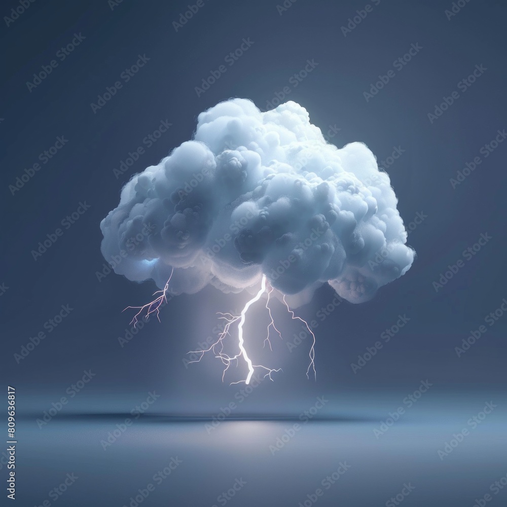 Aufkleber thunderstorm icon design a 3d icon of a cloud with lightning striking down, symbolizing thunderstorm