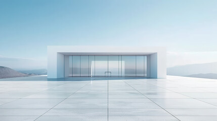 Obraz premium White minimal architecture building background empty wide space for mock up, concrete floor car park, cement garage design scene with copy space, with Generative Ai