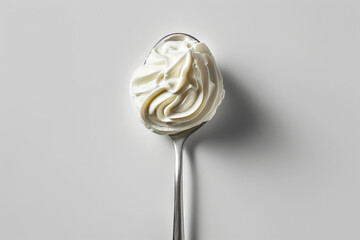 a spoon with whipped cream on it