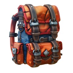 Fototapeta premium 3D backpack cartoon style illustration AI Image Generative Isolated white background