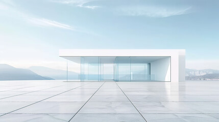 Obraz premium White minimal architecture building background empty wide space for mock up, concrete floor car park, cement garage design scene with copy space, with Generative Ai