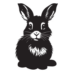 Simple minimalistic rabbit icon, vector illustration on white background