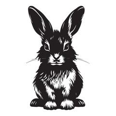 Simple minimalistic rabbit icon, vector illustration on white background