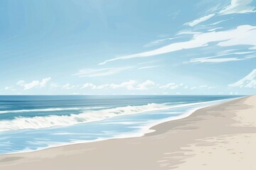 Simple cartoon serene beach with copy space