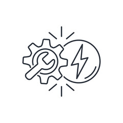 Coordination of efforts and energy. Distribution settings. Vector linear icon isolated on white background.