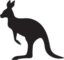 Kangaroo Silhouette Vector Illustration White Background