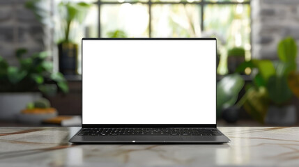 Fototapeta premium Laptop with blank screen. Perfect for presentation of website design and mockup.