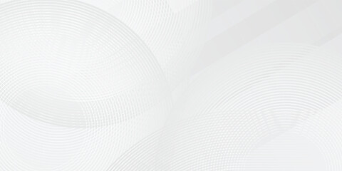 White geometric abstract background overlap layer on bright space with lines effect decoration. Modern graphic design element circles style concept for banner, flyer, vector modern grey concept