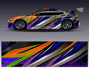 Car wrap design vector.Graphic abstract stripe racing background designs for vehicle, rally, race, adventure and car racing livery