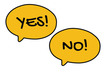 Yes No speech bubble, cartoon style chat bubble, comic conversation bubble