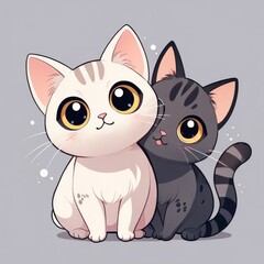 Fototapeta premium cute cat with big eyes in anime