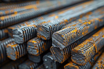 Close up of rusted steel bars.