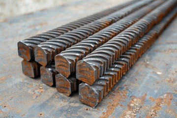 A pile of steel bars on a table.