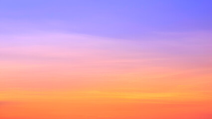 Idyllic sunrise sky background in light colorful tone with thin clouds on beautiful romantic...