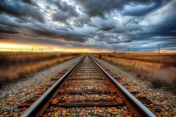 Obraz premium railway in autumn - Created with Generative AI Technology. Beautiful simple AI generated image in 4K, unique.