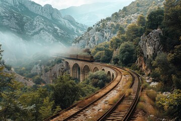 railway in autumn  - Created with Generative AI Technology. Beautiful simple AI generated image in 4K, unique.