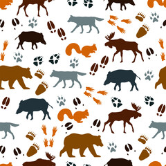 Pattern Wild Animal Paw Tracks Footprints Traces