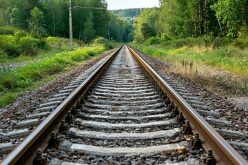 Obraz premium railway in autumn - Created with Generative AI Technology. Beautiful simple AI generated image in 4K, unique.