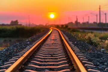 railway in autumn  - Created with Generative AI Technology. Beautiful simple AI generated image in 4K, unique.