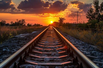 railway in autumn  - Created with Generative AI Technology. Beautiful simple AI generated image in 4K, unique.