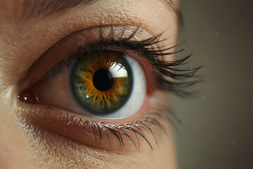 a woman's eye with a blue eye that has a yellow eye Visual Wellness A Close-Up Look at a Healthy