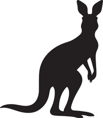 Kangaroo Silhouette Vector Illustration White Background