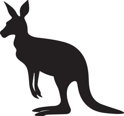 Kangaroo Silhouette Vector Illustration White Background