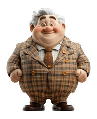 Fat boss businessman 3D cartoon character, generated ai