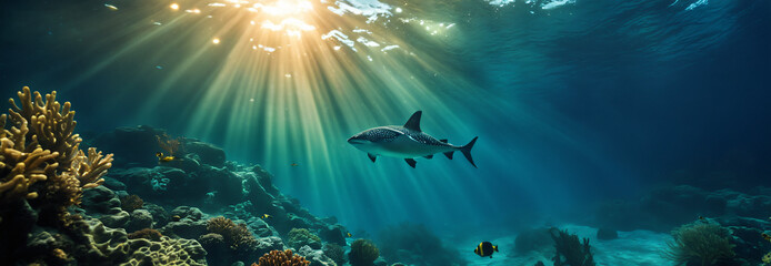 Tropical Coral Reef with Shark