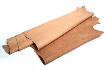 brown genuine leather skin isolated