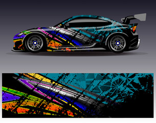 Car wrap design vector.Graphic abstract stripe racing background designs for vehicle, rally, race, adventure and car racing livery