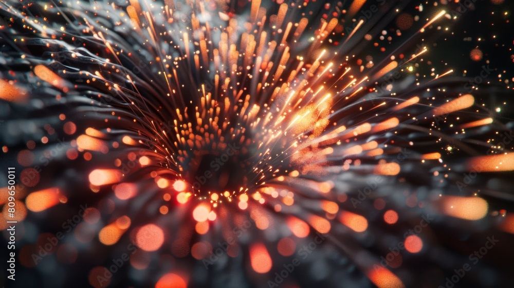 Aufkleber a close-up photorealistic portrayal of fireworks from a unique perspective, such as from behind the 