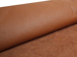 brown genuine leather skin isolated