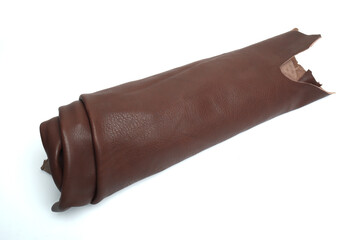 brown genuine leather skin isolated